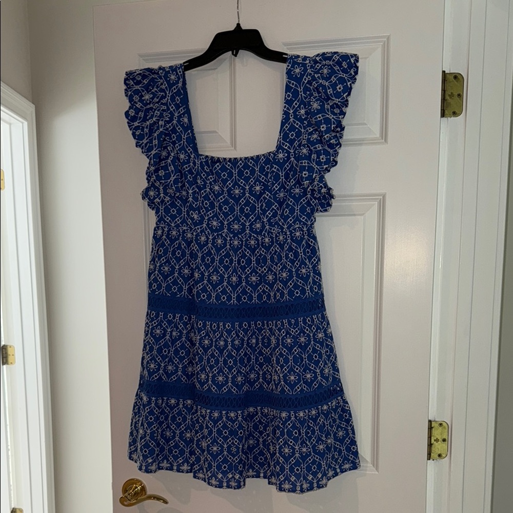 Lilly Pulitzer blue and white ruffled sundress